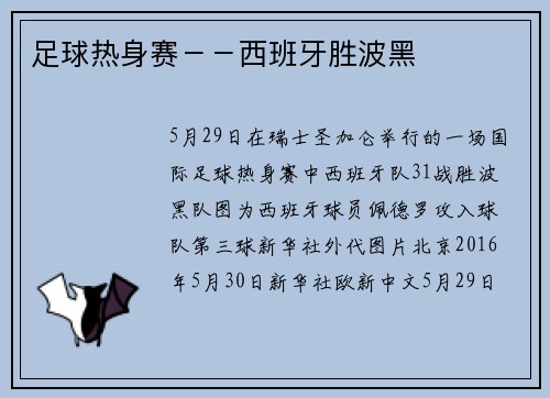 足球热身赛－－西班牙胜波黑